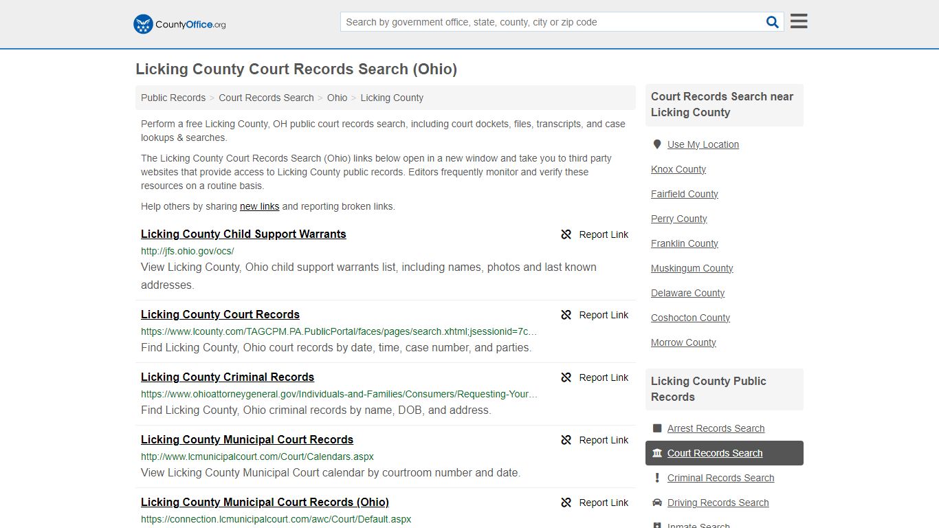 Licking County Court Records Search (Ohio) - County Office